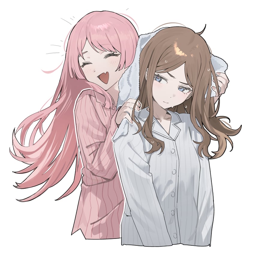 BanG Dream!、Bang Dream! It's MyGO!!!!!、千早爱音 2名女孩 微笑 蓝眼 脸红 棕发