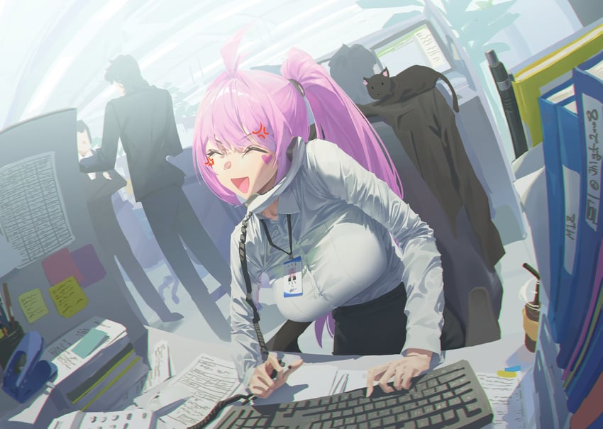 原创 1名女孩 1个其他角色 2个男孩 呆毛 性别不明