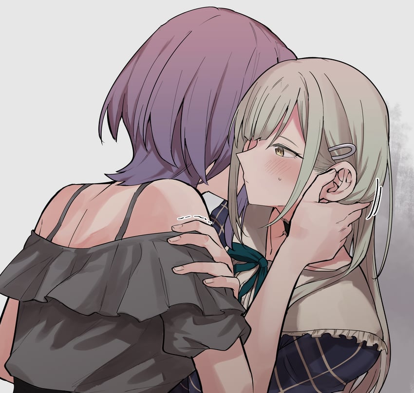 BanG Dream!、Bang Dream! It's MyGO!!!!!、若叶睦 2名女孩 黑色项圈 脸红 项圈 闭嘴