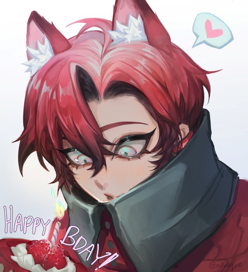 HOLOSTARS、Holostars English、Machina X Flayon 1名男孩 兽耳毛 兽耳 生日蛋糕 蛋糕