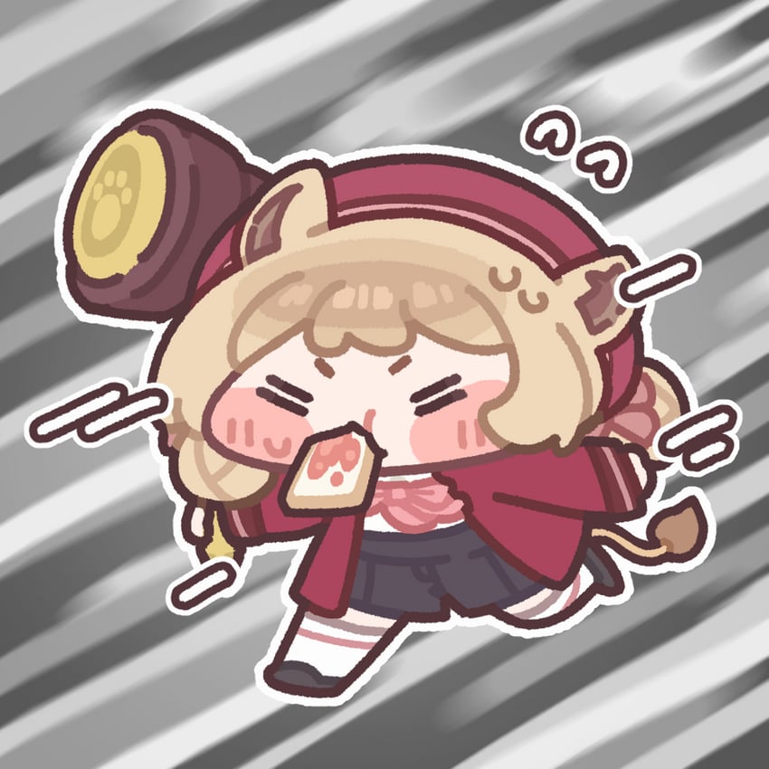 提卡尔、leone (trickcal) 1名女孩 无语 兽耳 贝雷帽 黑鞋