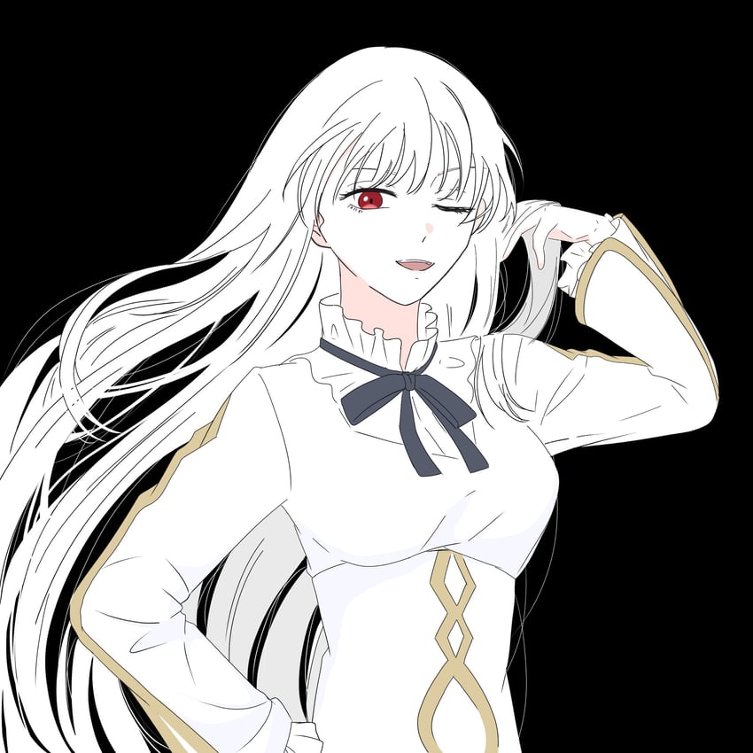 Fate/strange Fake、Fate系列、菲莉雅 (Fate) 1名女孩 黑色背景 有领衬衫 长发 长袖
