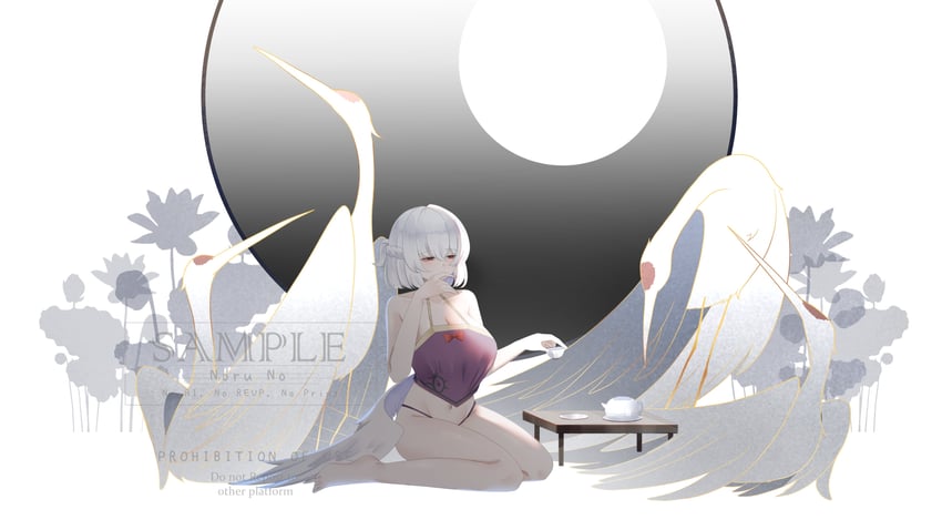 东方Project、稀神探女 1名女孩 替换服装 赤脚 鸟 辫子