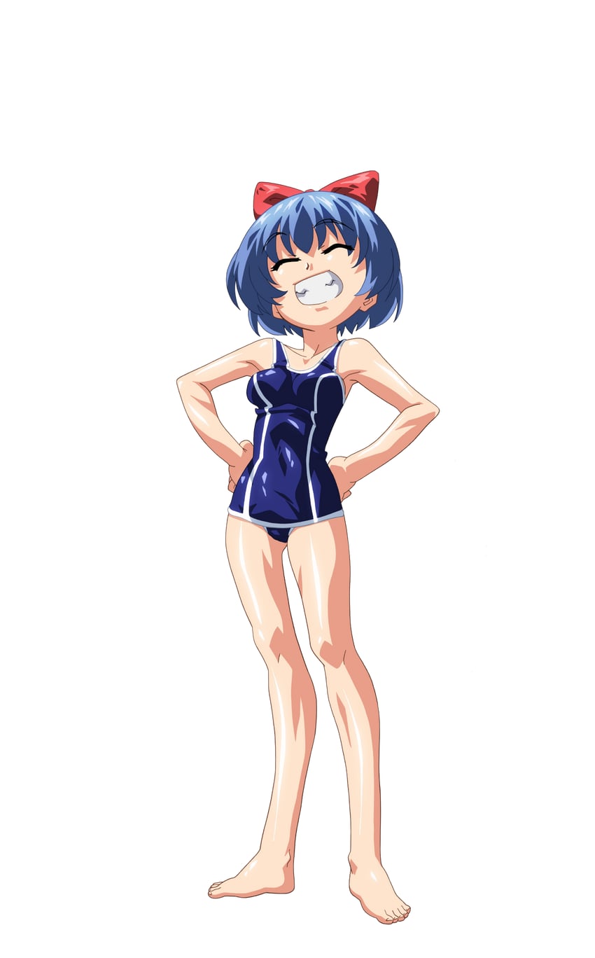 魔法玉、芽衣 (魔法少女☆太郎) 1名女孩 微笑 赛璐珞上色 赤脚 蓝发