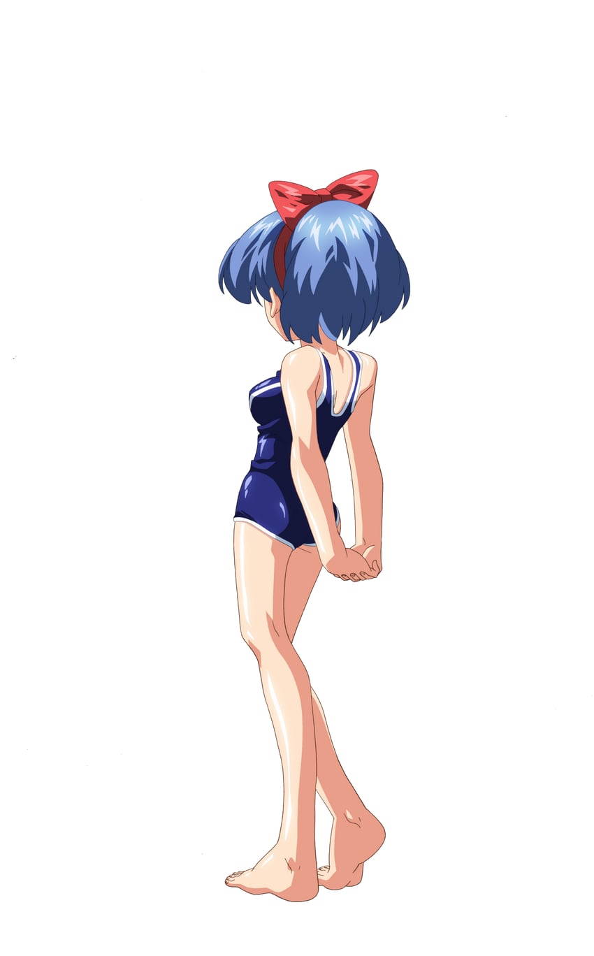 魔法玉、芽衣 (魔法少女☆太郎) 1名女孩 赛璐珞上色 双手背在身后 赤脚 蓝发