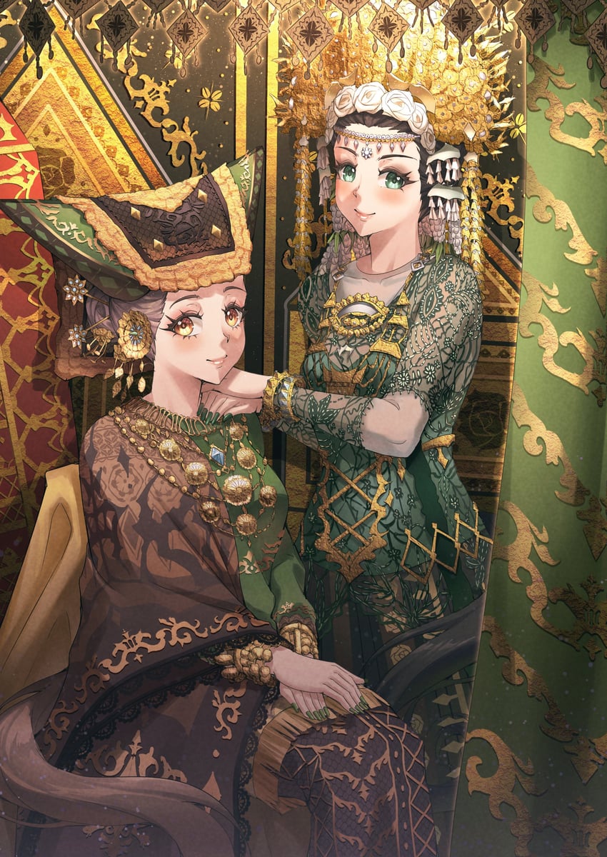 赛马娘、里见皇冠 (赛马娘)、里见光钻 (赛马娘) 2名女孩 替换服装 蜡染 手链 皇冠