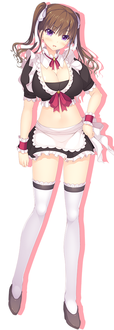 女主角是朋友吗？恋人吗？还是炮友吗？、kashiwaba shiina 1名女孩 围裙 脸红 乳房 棕发