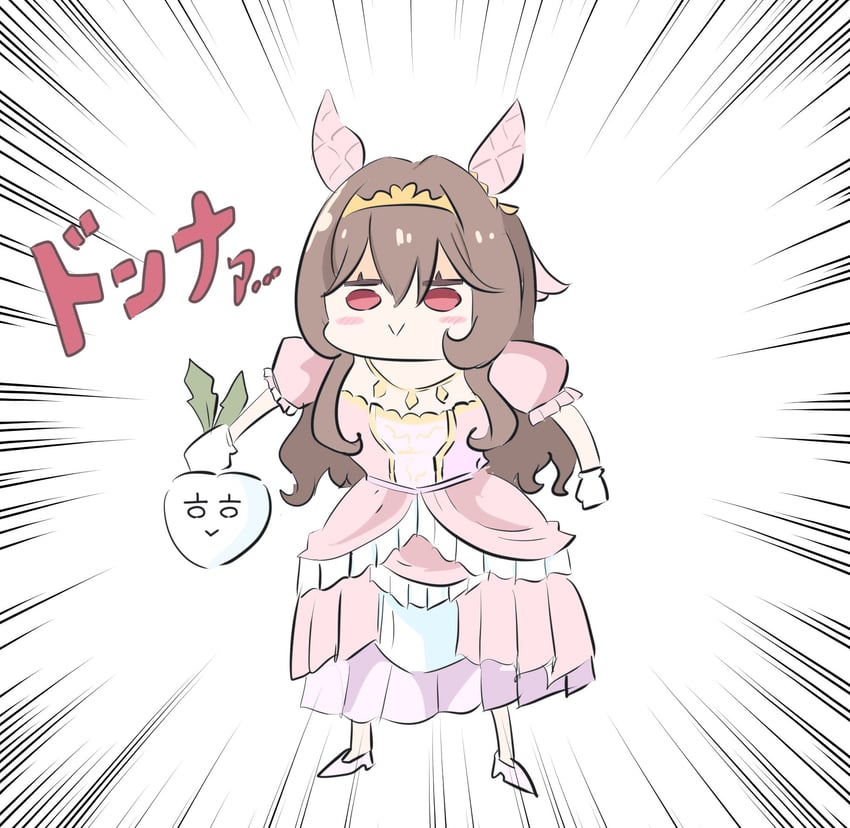 马力欧（系列）、超级马里奥兄弟2、赛马娘 1名女孩 :> 脸红 棕发 Q版