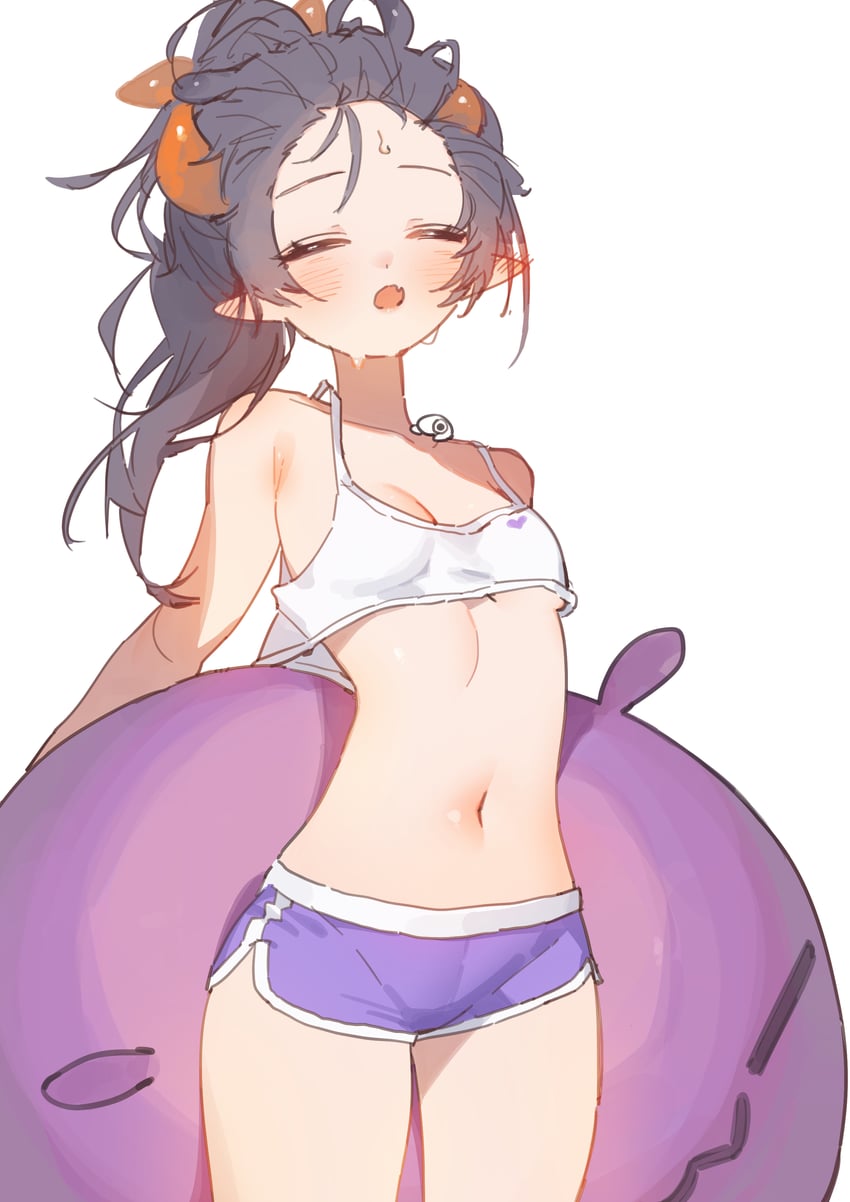 Hololive、Hololive英语、一伊那尔栖 1名女孩 画师本人 裸臂 脸红 乳房