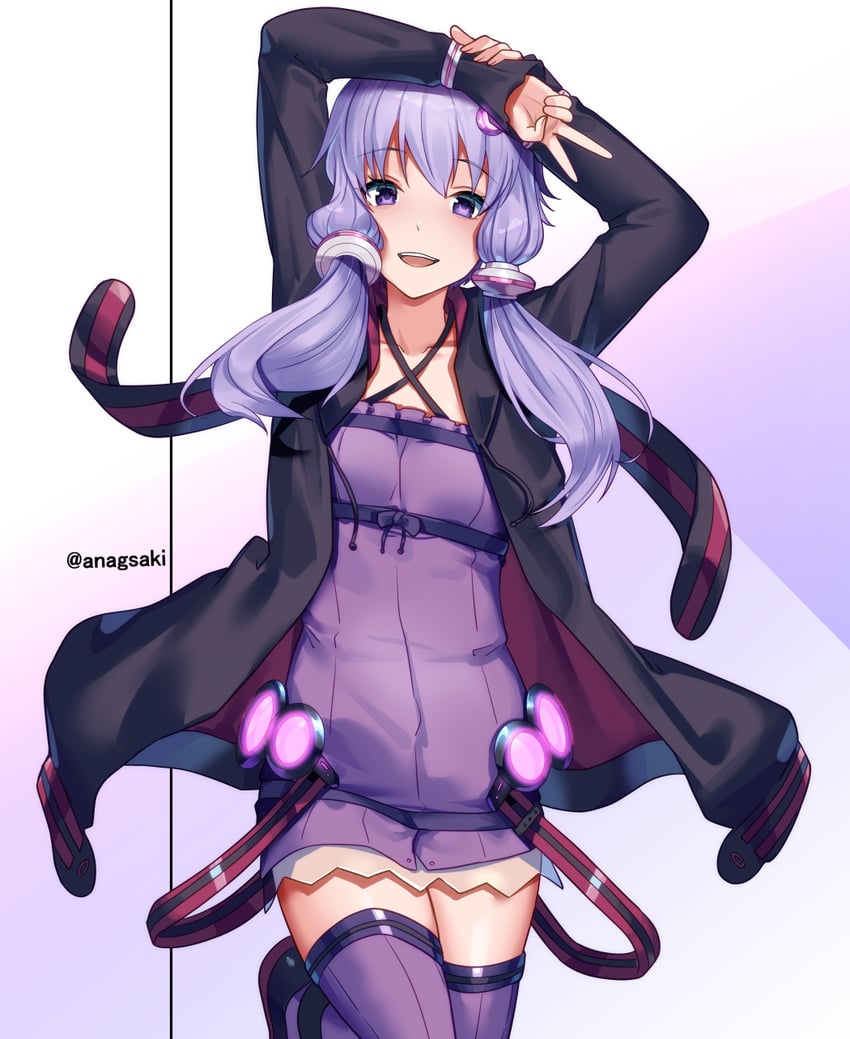 VOCALOID、VOICEROID、结月缘 1名女孩 动物兜帽 乳房 连衣裙 帝国高腰
