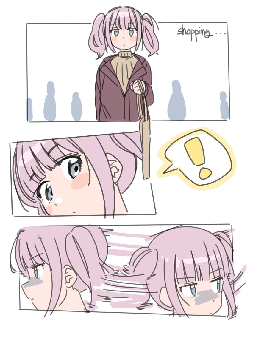 少女乐队的呐喊、雏 (Girls Band Cry) 1名女孩 脸红 棕色毛衣 漫画 灰瞳