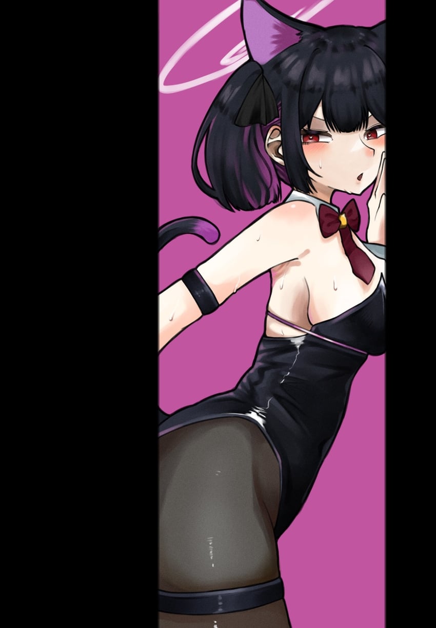 蔚蓝档案、兔穴(Vocaloid)、杏山和纱 (碧蓝档案) 1名女孩 靠墙 替换服装 不同发型 兽耳