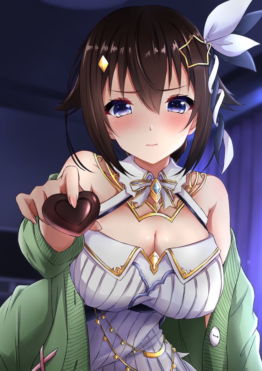 Hololive、时乃空、时乃空（2022生日） 1名女孩 脸红 乳房 棕发 糖果