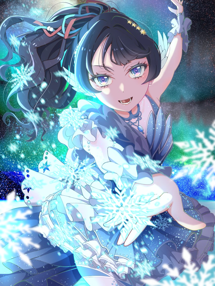 Icy (Love Live!)、Love Live!、Love Live! 莲之空女学院学园偶像部 1名女孩 蓝色连衣裙 蓝眼 蓝发 蓝色丝带
