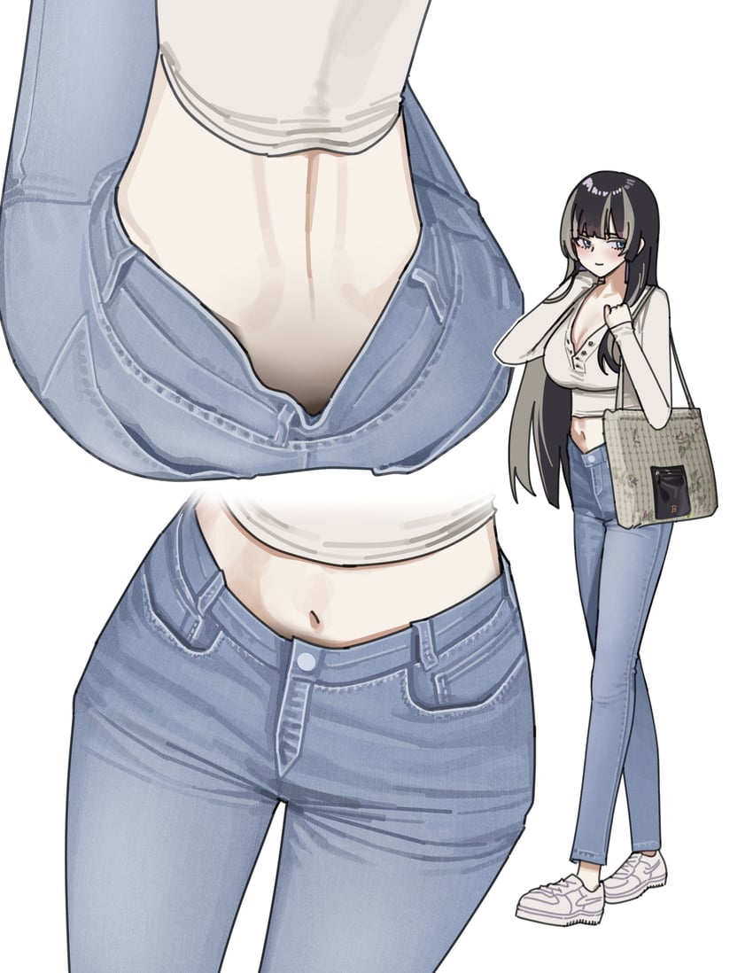 Hololive、hololive DEV_IS、儒乌风亭螺钿 1名女孩 屁股 包 黑发 蓝色裤子