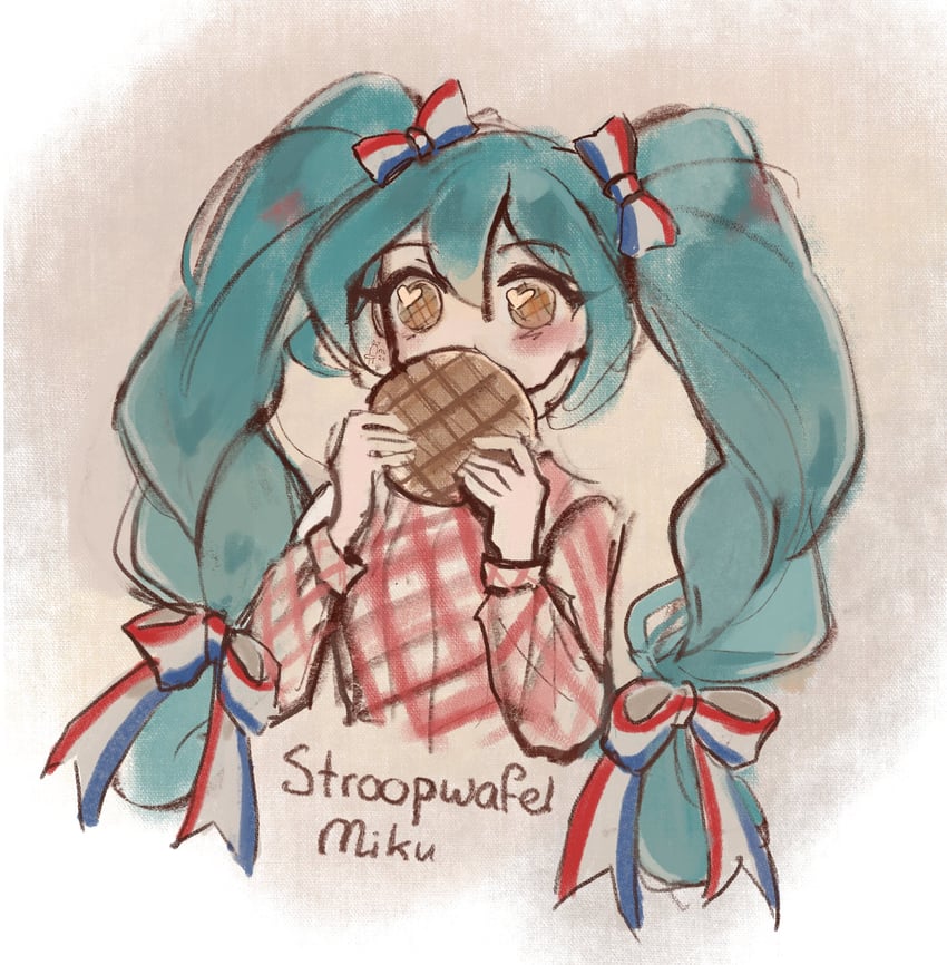 VOCALOID、初音未来 1名女孩 水色发 蓝色蝴蝶结 蝴蝶结 棕眼睛