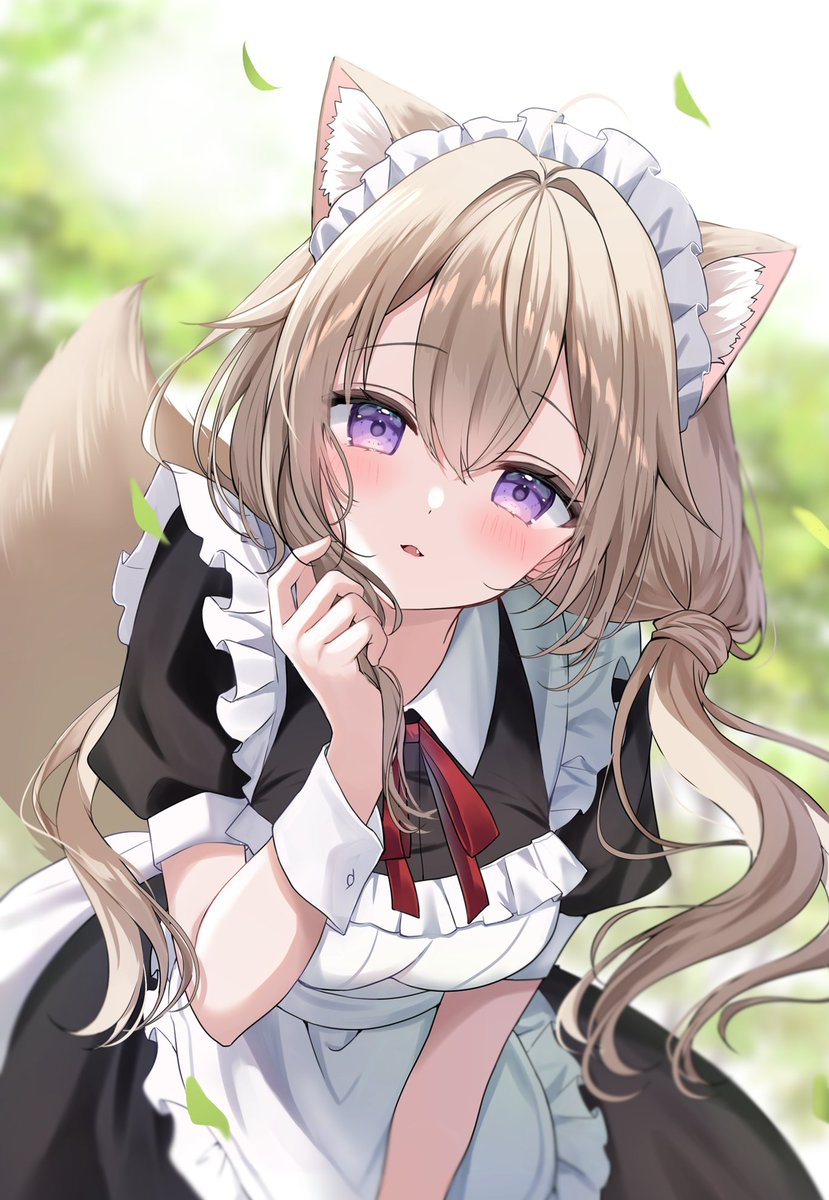 原创、菲奥 (哈米可) 1名女孩 呆毛 兽耳毛 兽耳 围裙
