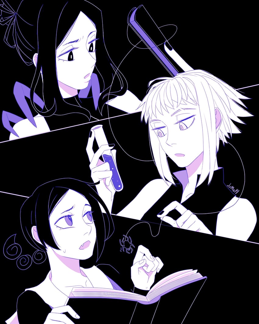 噬魂师、噬魂师NOT!、蜘蛛女妖戈耳工 3人女子 作者名 黑色背景 黑色连衣裙 黑瞳