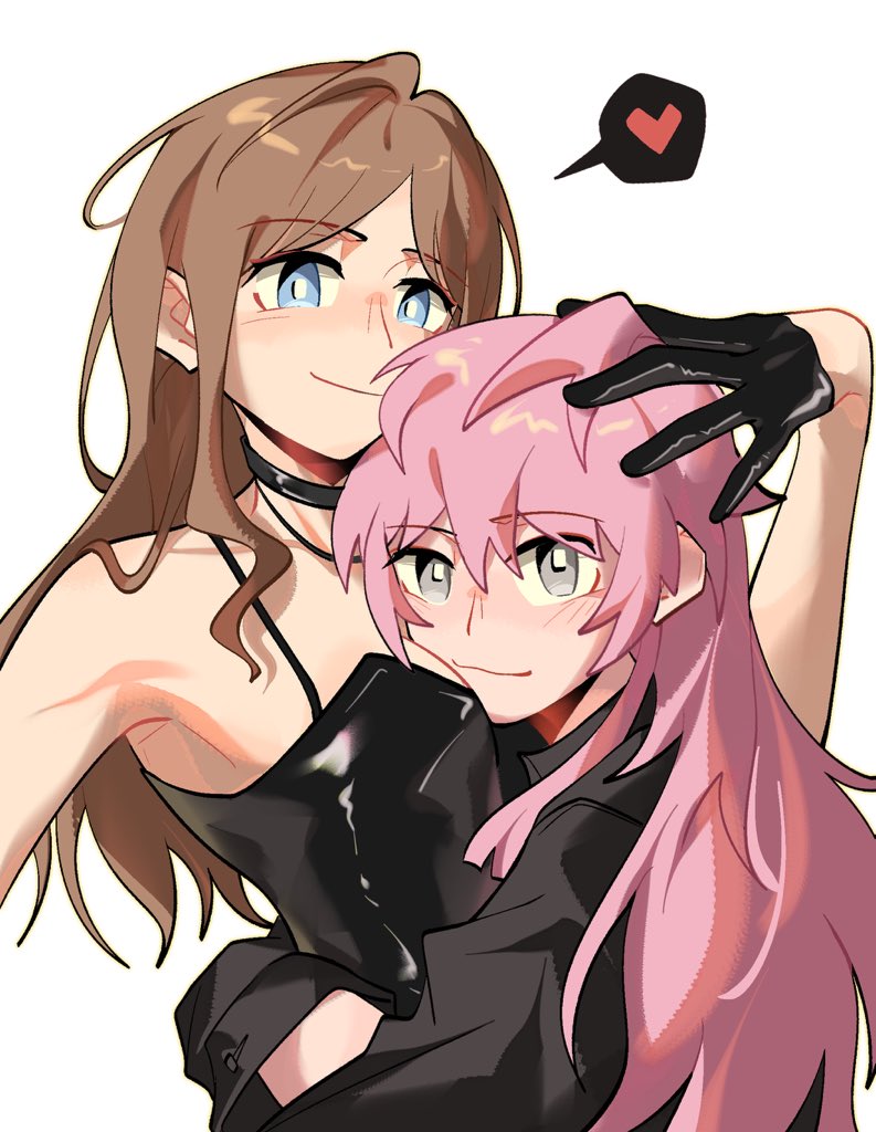 BanG Dream!、Bang Dream! It's MyGO!!!!!、千早爱音 2名女孩 露腋 黑色项圈 黑色手套 黑色紧身连体衣