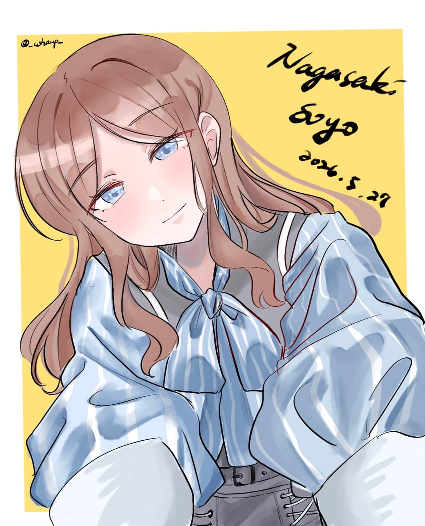 BanG Dream!、Bang Dream! It's MyGO!!!!!、长崎素世 1名女孩 蓝眼 蓝色衬衫 边框 棕发