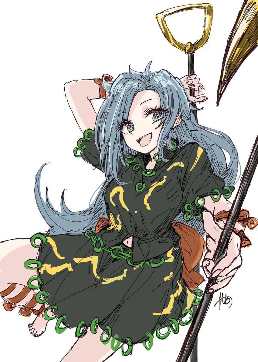 东方Project、姬虫百百世 1名女孩 赤脚 黑衬衫 黑色裙子 蝴蝶结