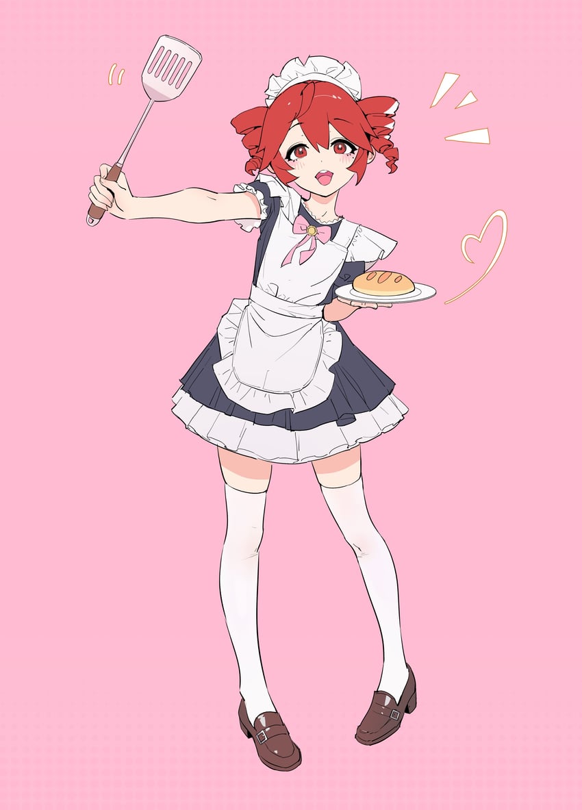 UTAU、重音Teto 1名女孩 围裙 法棍 黑色连衣裙 蝴蝶结