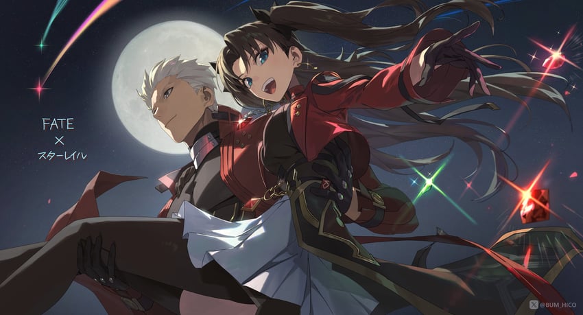 Fate/stay night、Fate系列、崩坏：星穹铁道 1名男孩 1名女孩 铠甲 不对称腿部穿着 黑色护甲