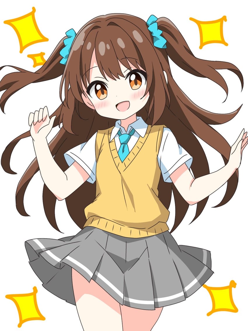 原创 1名女孩 :D 水蓝色领带 脸红 有领衬衫