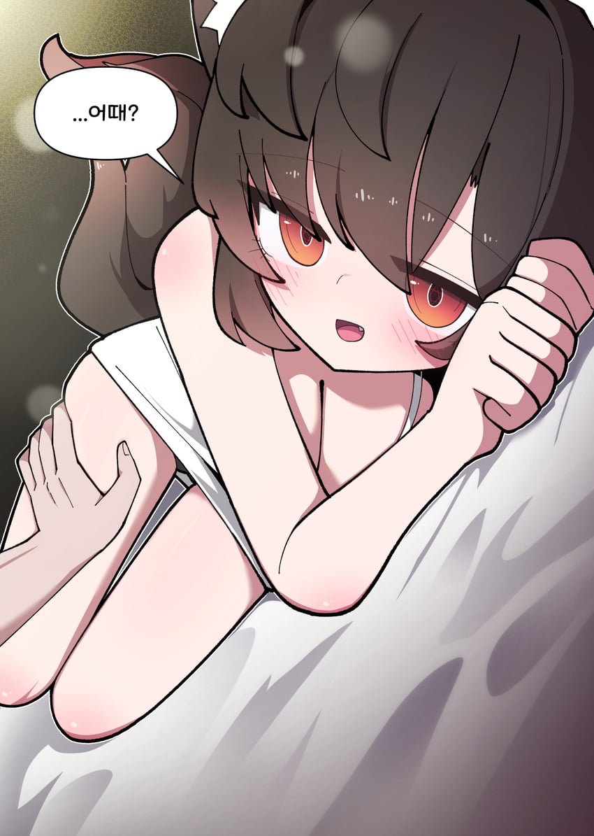 原创 1名女孩 兽耳毛 兽耳 裸臂 脸红