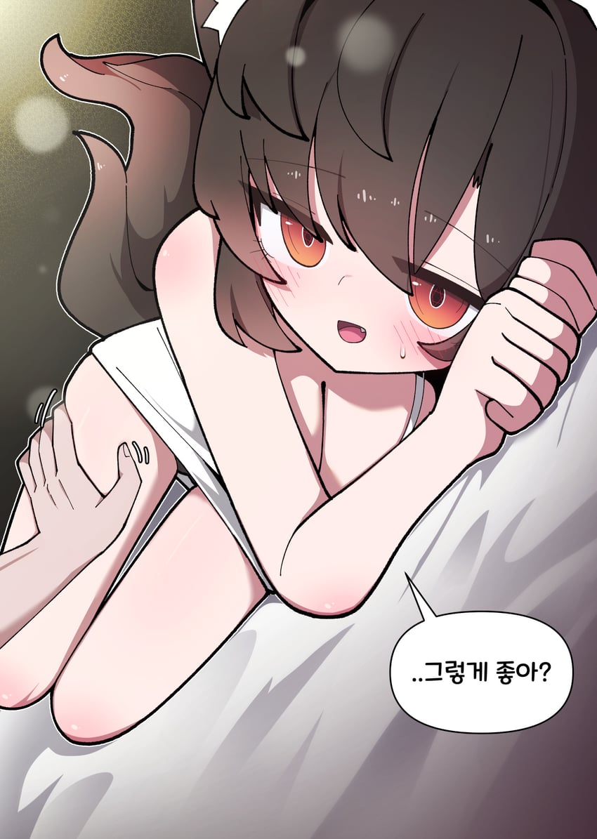 原创 1名女孩 兽耳毛 兽耳 裸臂 脸红