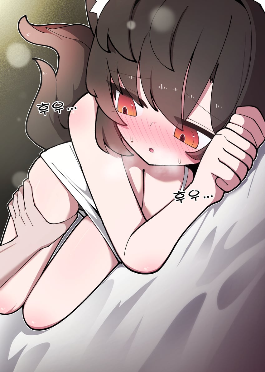 原创 1名女孩 兽耳毛 兽耳 裸臂 脸红