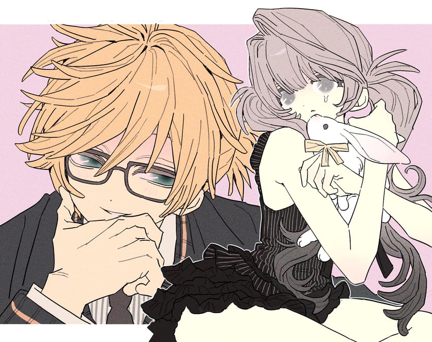 原创、SPiCE! (Vocaloid)、VOCALOID 1名男孩 1名女孩 动物 水色瞳 黑框眼镜
