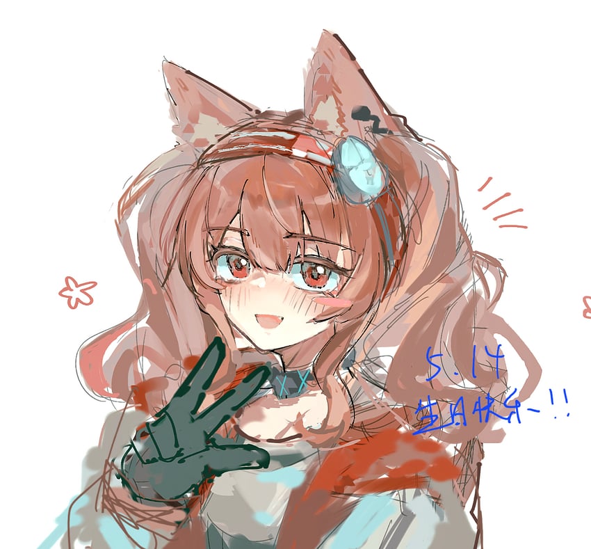 明日方舟、安洁莉娜 (明日方舟) 1名女孩 :D 兽耳 黑领 黑色手套
