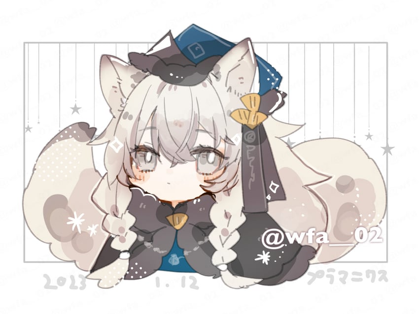 明日方舟、初雪 (明日方舟)、初雪 (开锁者) (明日方舟) 1名女孩 兽耳毛 兽耳 黑色披肩 黑色小披肩