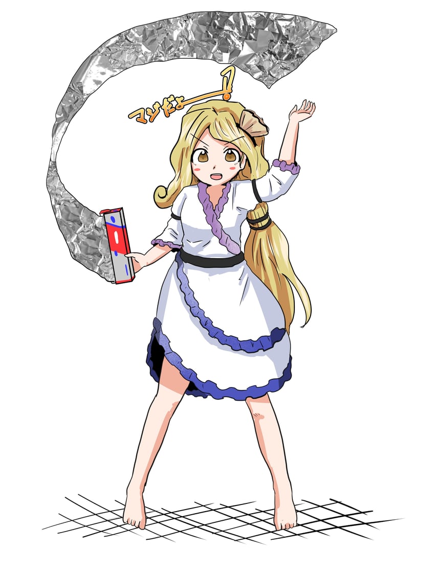 东方Project、渡丹奈 1名女孩 赤脚 黑色发带 金发 脸红
