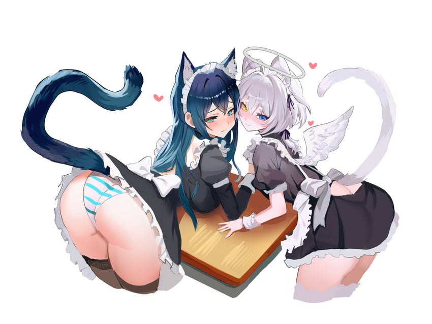 原创 2名女孩 兽耳毛 兽耳 围裙 水色瞳