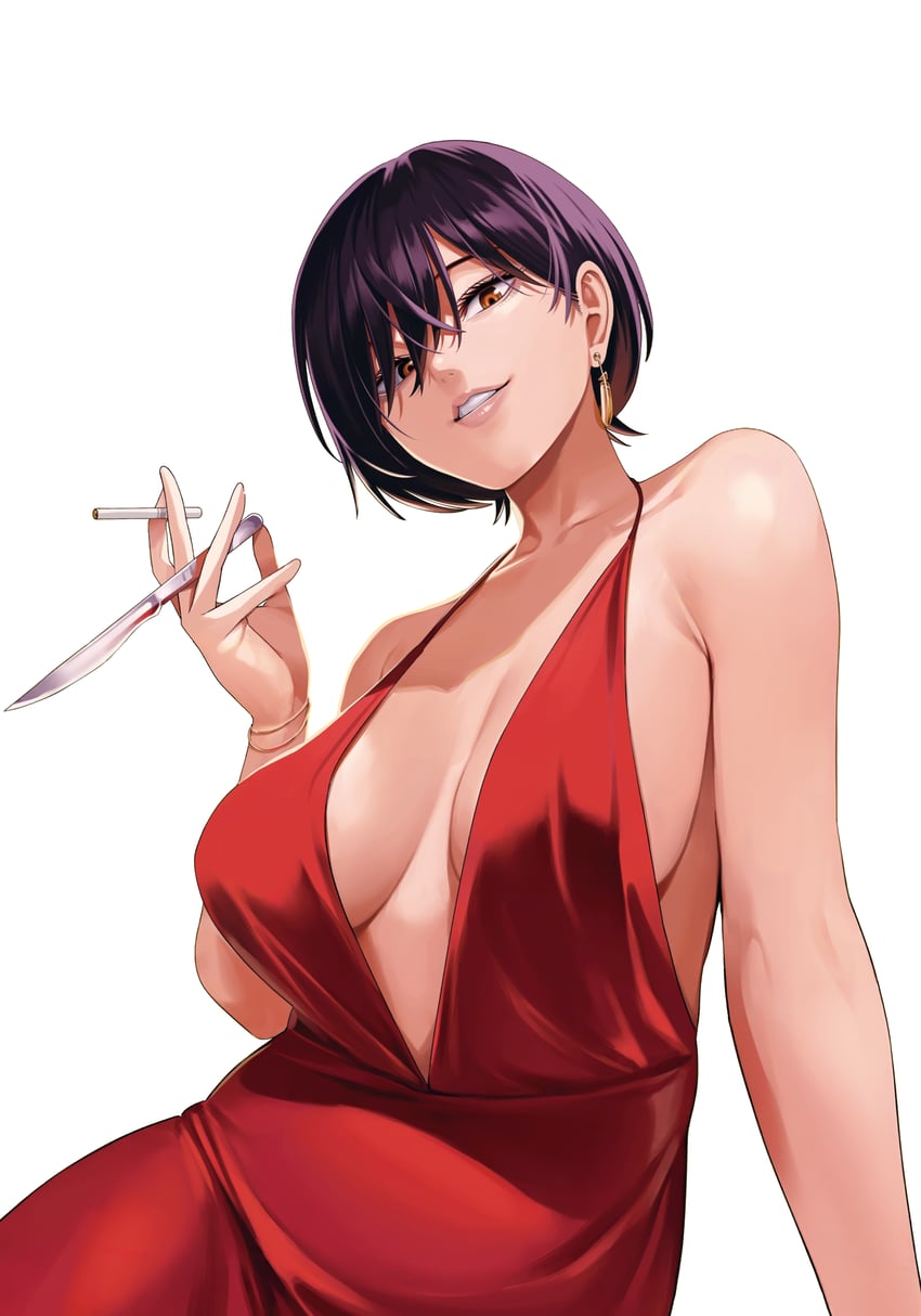 夜鹰再度、夜鹰葵 1名女孩 手臂支撑 露肩 乳房 棕眼睛