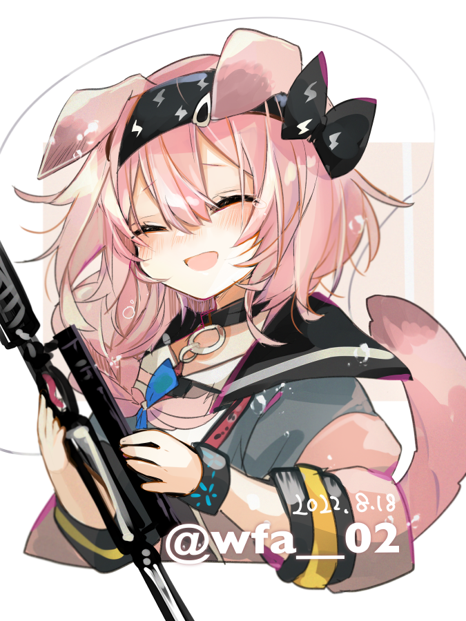 明日方舟、澄闪 (明日方舟) 1名女孩 :D 微笑 兽耳 黑领