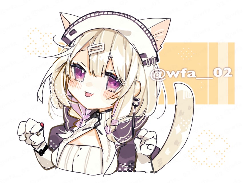 明日方舟、风丸 (明日方舟)、风丸（幻影之风）（明日方舟） 1名女孩 :p 兽耳 金发 脸红