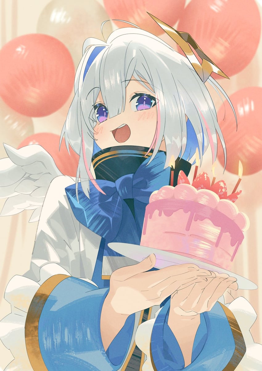 Hololive、天音彼方、天音彼方 (第一套服装) 1名女孩 :D 天使 天使翅膀 不对称刘海