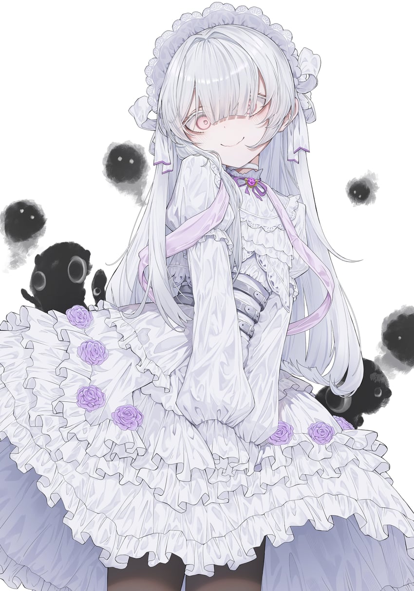 原创 1名女孩 胸针 项圈 闭嘴 彩色睫毛