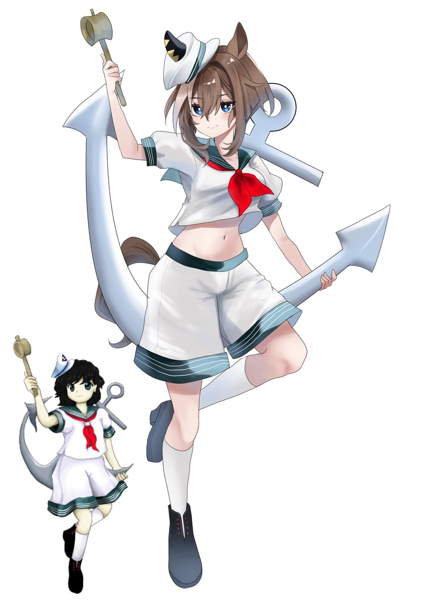 东方Project、赛马娘、骏天宫 (赛马娘) 2名女孩 锚 兽耳 黑发 黑鞋