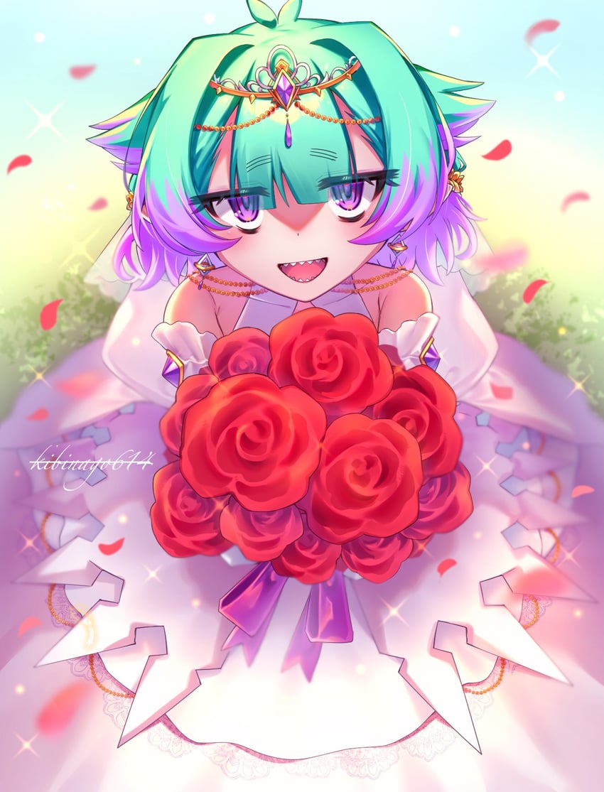 Fate/Grand Order、Fate系列、洛库斯塔 (Fate) 1名女孩 替换服装 作者名 露肩 花束