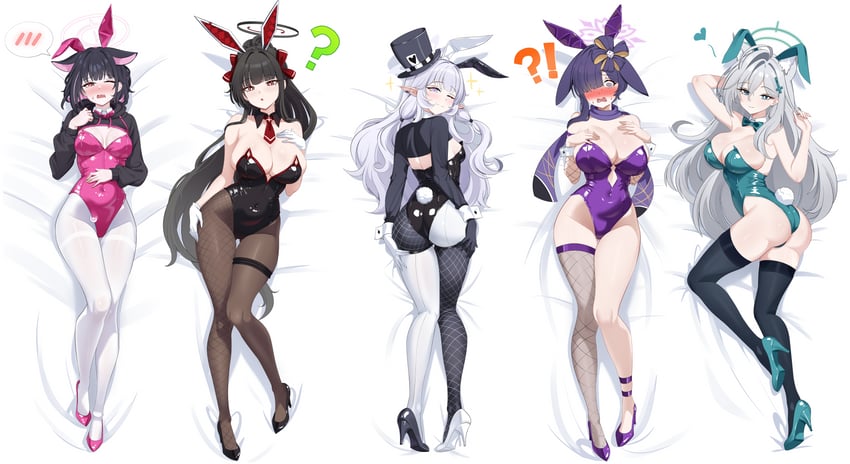 蔚蓝档案、明星日鞠 (蔚蓝档案)、杏山和纱 (碧蓝档案) !? 5名女孩 惊讶 ;) 问号