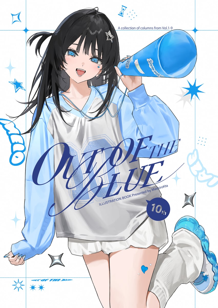 原创 1名女孩 黑发 蓝眼 蓝色指甲 英文文本
