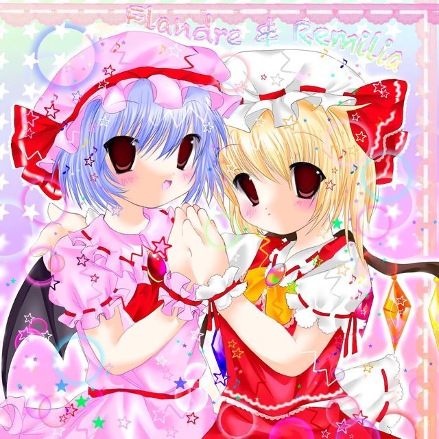 东方Project、芙兰朵露·斯卡蕾特、蕾米莉亚·斯卡蕾特 2000年代风格 2名女孩 :D 惊讶 蝙蝠翅膀