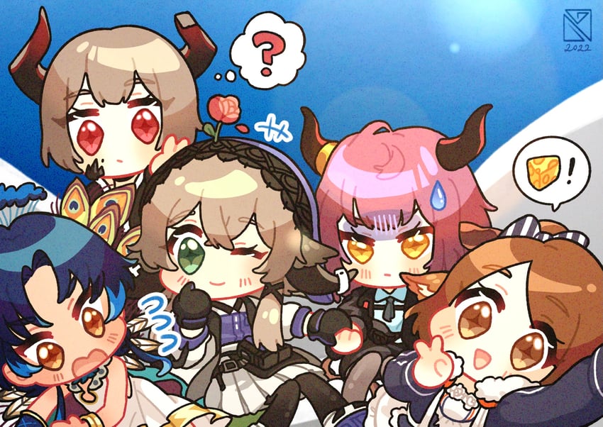 明日方舟、涤罪 (明日方舟)、帕拉斯 (明日方舟) 1个其他角色 4个女孩 问号 兽耳 作者标志