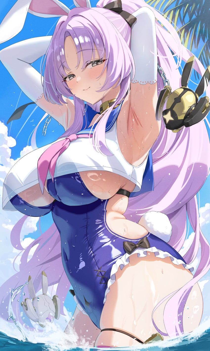 史黛拉·索拉、希亚 (Stella Sora) 1名女孩 异形乳量 (大) 兽耳 腋下 双手背在身后