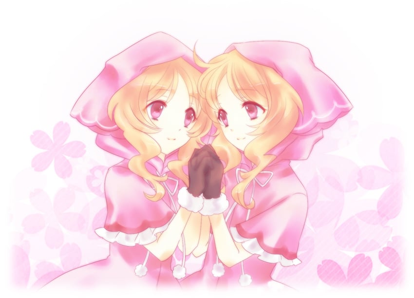 UTAU、樱花巫女 2名女孩 黑色手套 棕发 小披肩 拉绳