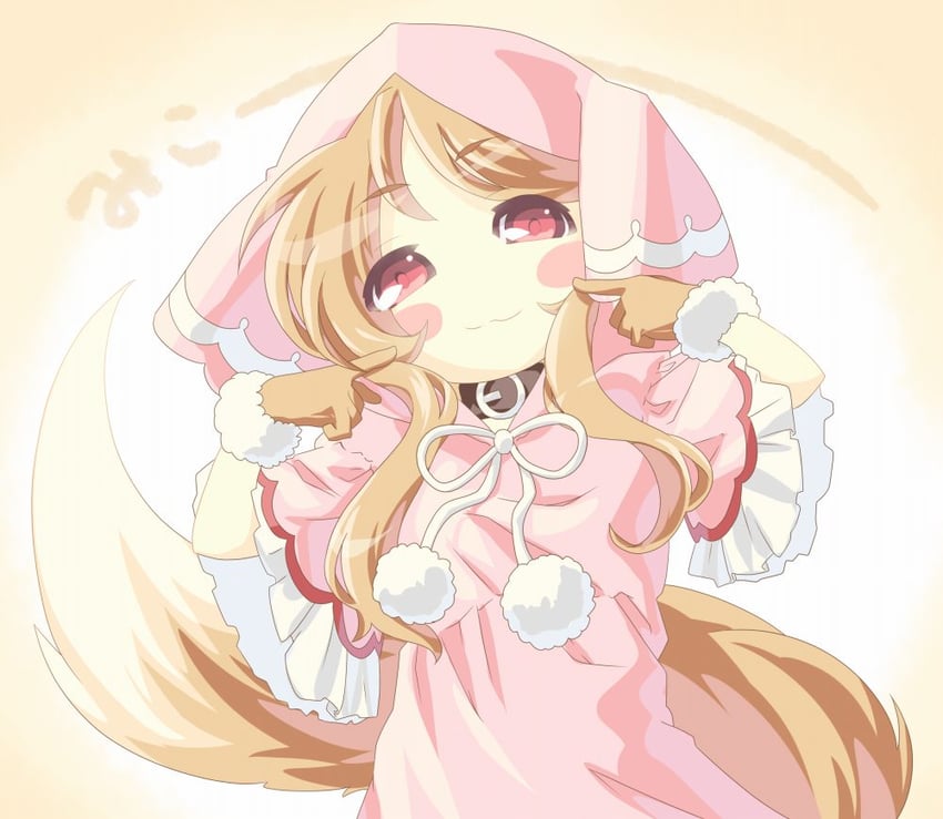 UTAU、樱花巫女 1名女孩 猫脸笑 腮红贴纸 棕发 项圈
